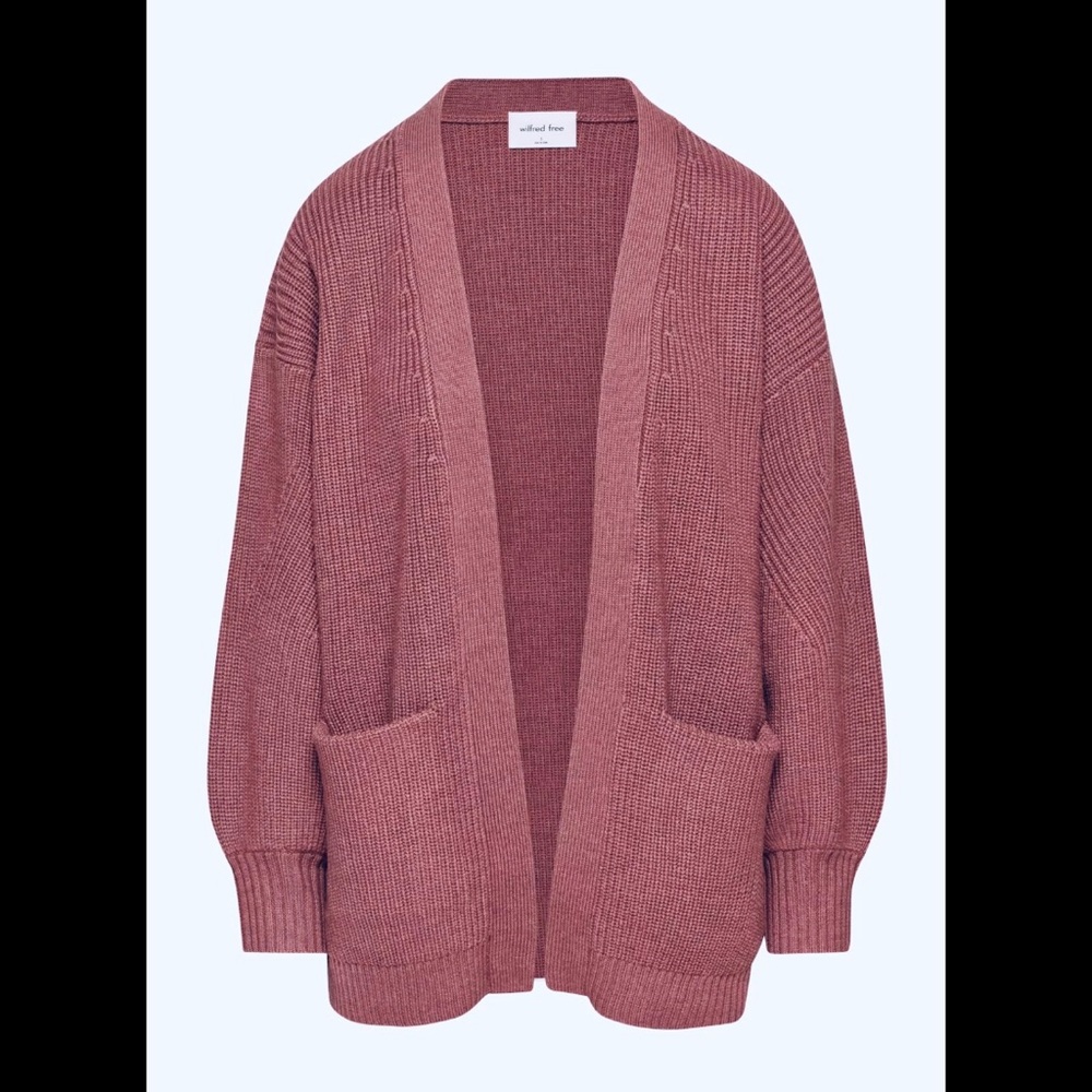 NWT Aritzia Wilfred Free Unwind Cardigan in Cinder Pink Rose (2XS)
